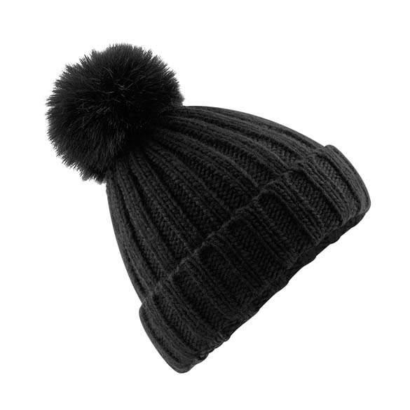 Verbier fur pop pom chunky beanie