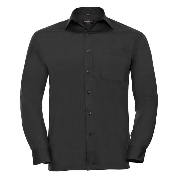 Long sleeve polycotton easycare poplin shirt