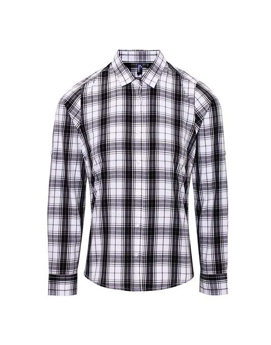 Women&#39;s Ginmill check cotton long sleeve shirt