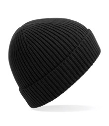 Engineered knit ribbed beanie