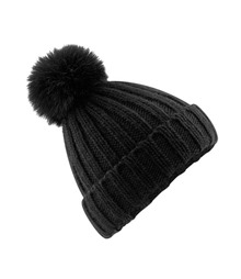 Verbier fur pop pom chunky beanie