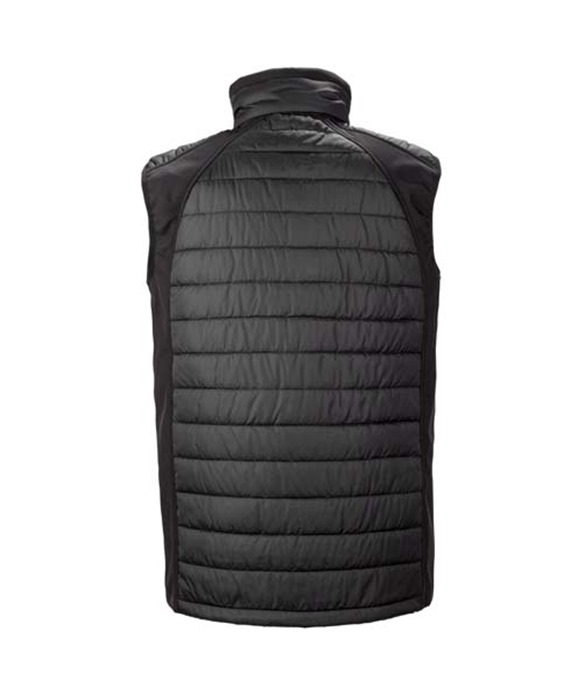 Black compass padded softshell gilet