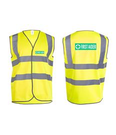 First Aider Hi Vis Safety Waistcoat (Standard Transfer Green/White)